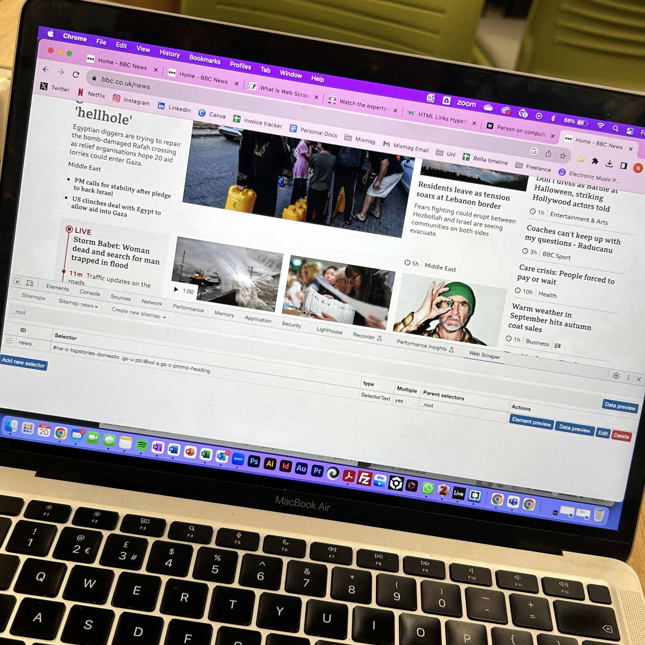 A picture of a basic web scraper to background the page's description